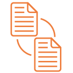 An orange flat line icon depicts two files.