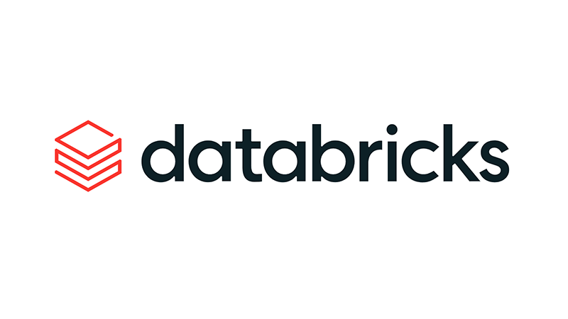 Logo of Databricks featuring a red stack symbol and the word 
