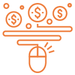 An illustration of a computer mouse with a dollar sign above it, surrounded by floating dollar signs and lines, symbolizing online transactions or e-commerce.