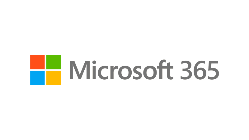 Microsoft 365 logo featuring a grid of four colored squares (red, green, blue, yellow) alongside the text 