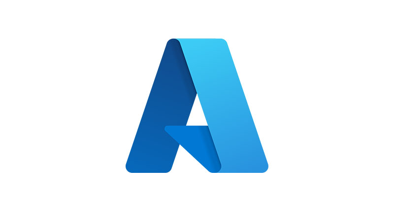 A stylized, two-tone blue letter 