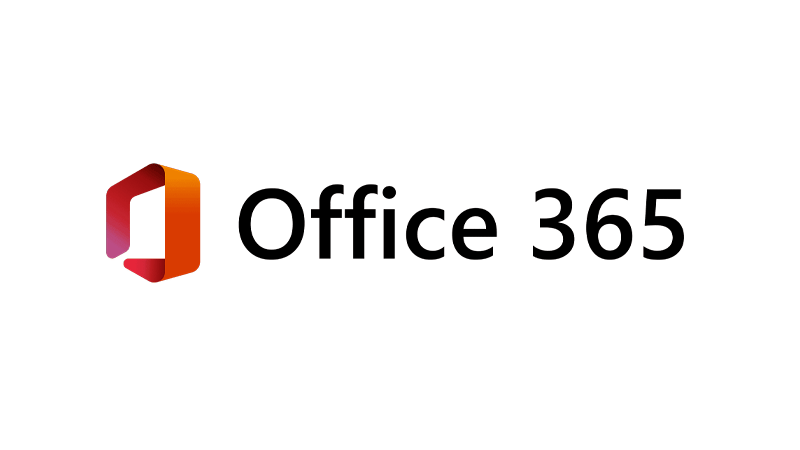 Logo of Office 365 featuring a red and orange geometric design with the text 