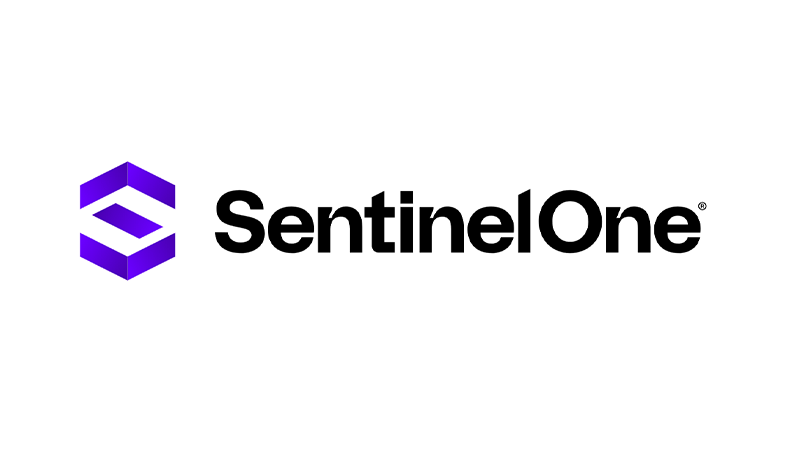 Logo of SentinelOne featuring a stylized purple hexagon above the word 
