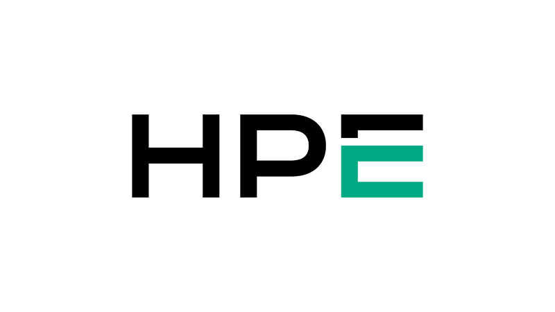 The image features the logo of Hewlett Packard Enterprise (HPE), showcasing the letters 